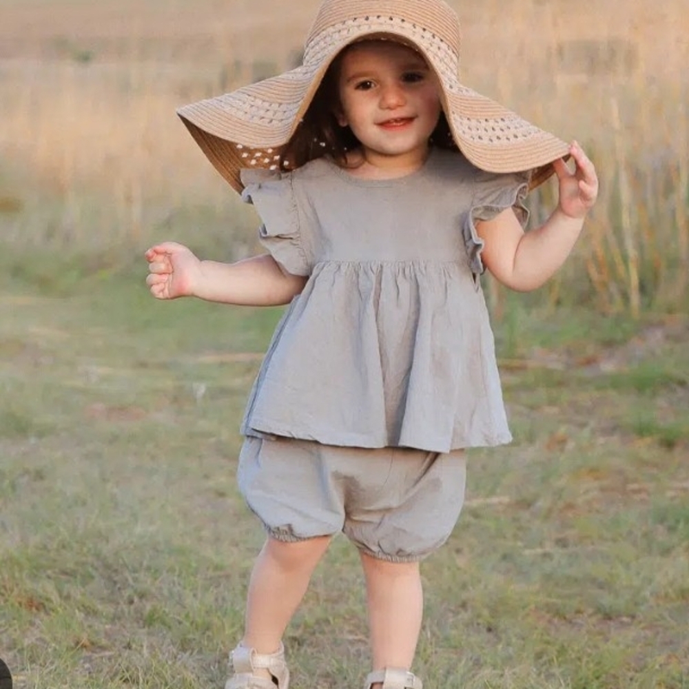 Charming Gray Kids Casual Dress Set